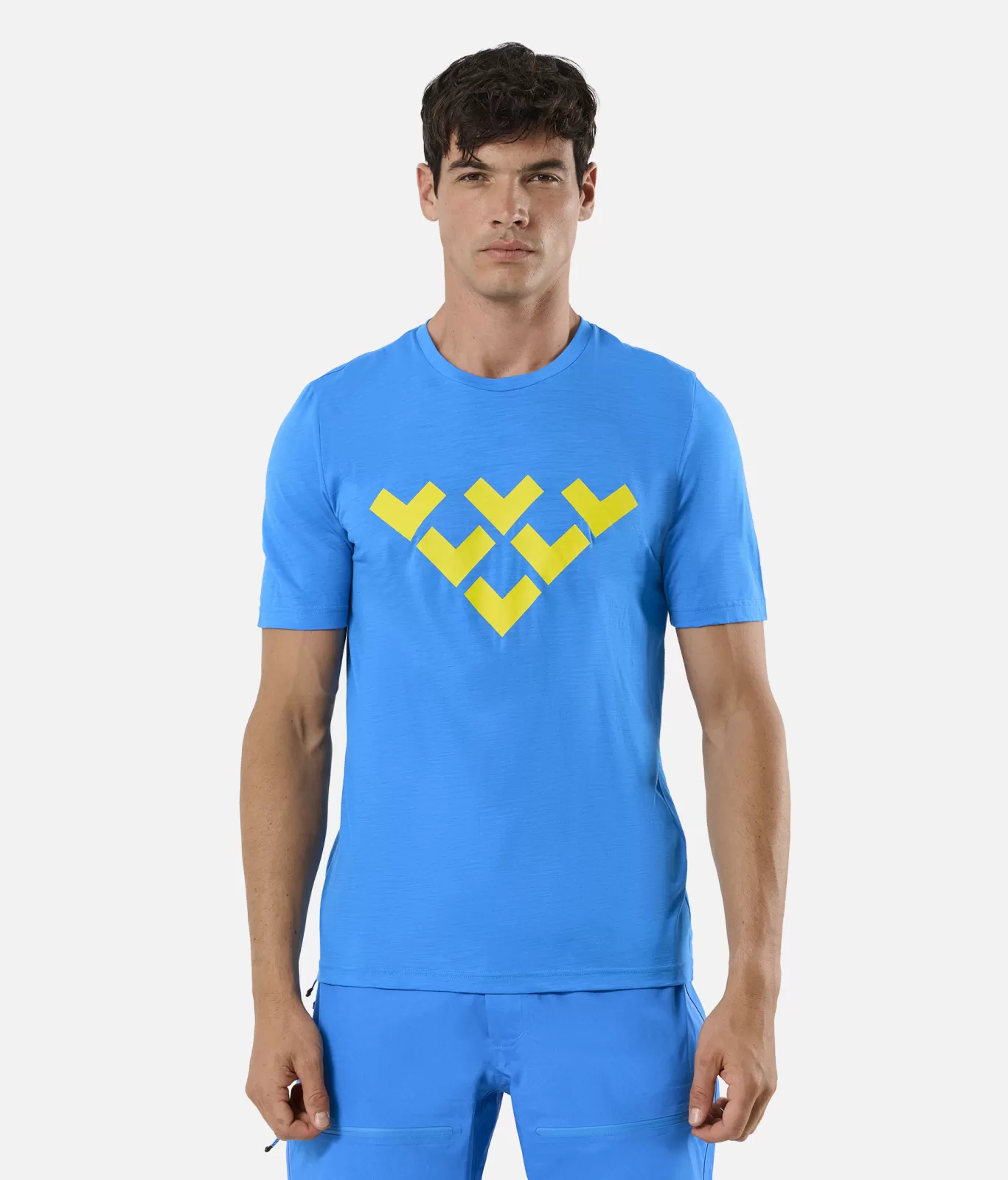 Fashion Black Crows Maglietta Uomo Chevron Merino Blend Maniche Corte Blu