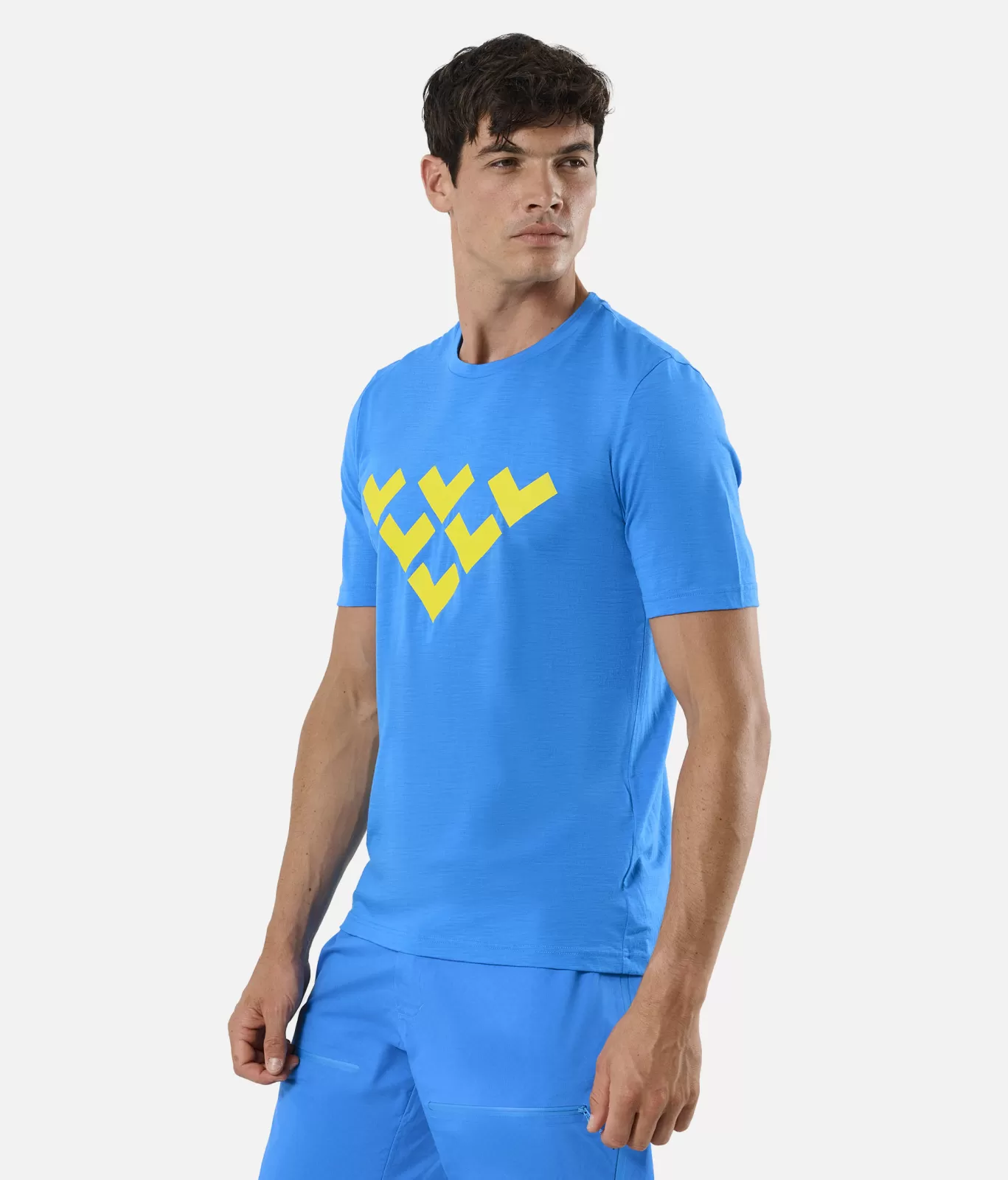 Fashion Black Crows Maglietta Uomo Chevron Merino Blend Maniche Corte Blu