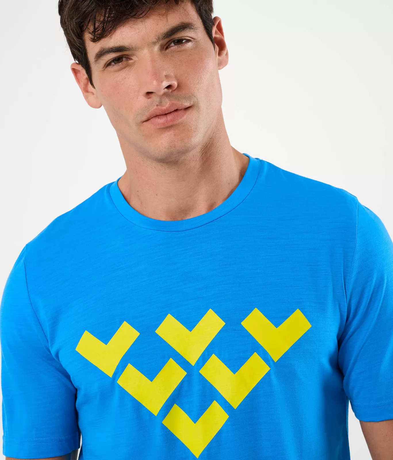 Fashion Black Crows Maglietta Uomo Chevron Merino Blend Maniche Corte Blu